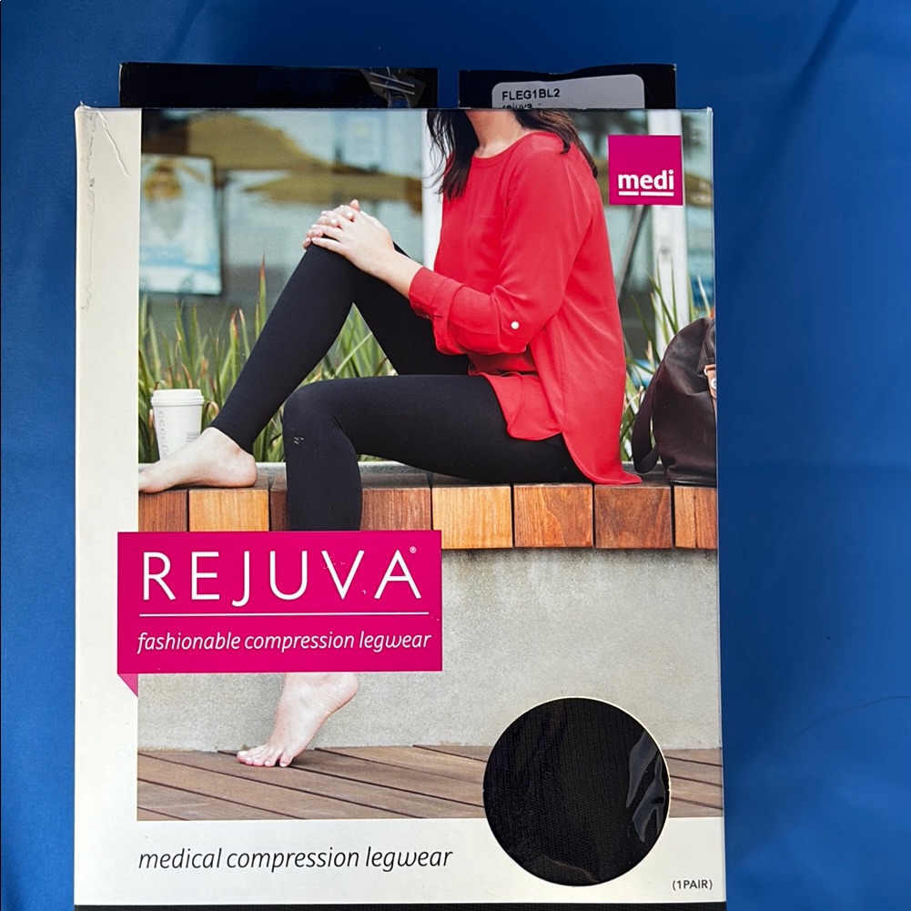 Rejuva Black Footless Compression Tights 1520 Mmhg New